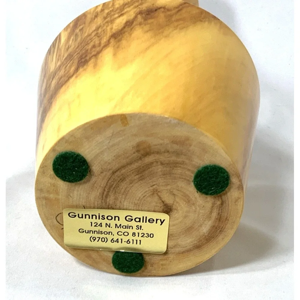 Artisan Signed Aspen Wood Vase Colorado Made USA Hand Turned Gary Duncan‎
